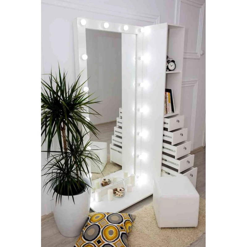 Напольное зеркало, ЛДСП, белое тиснение, 180x40x110 см Напольное зеркало, ЛДСП, белое тиснение, 180x40x110 см