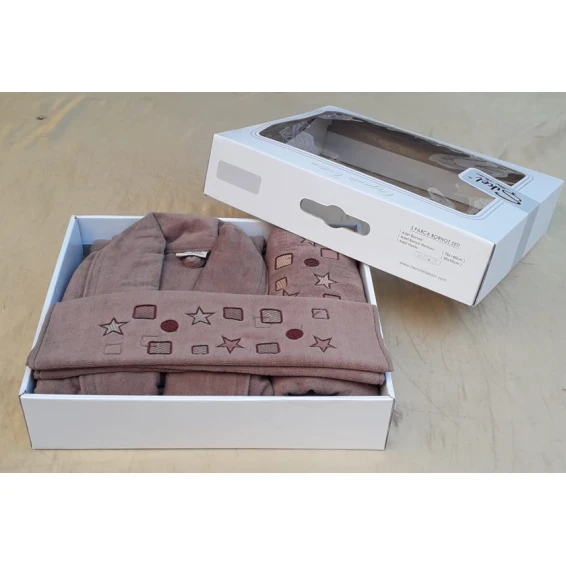 Банный набор MiraNova CTS-473 (халат + банное полотенце + полотенце для рук), велюр, коричневый Банный набор MiraNova CTS-473 (халат + банное полотенце + полотенце для рук), велюр, коричневый