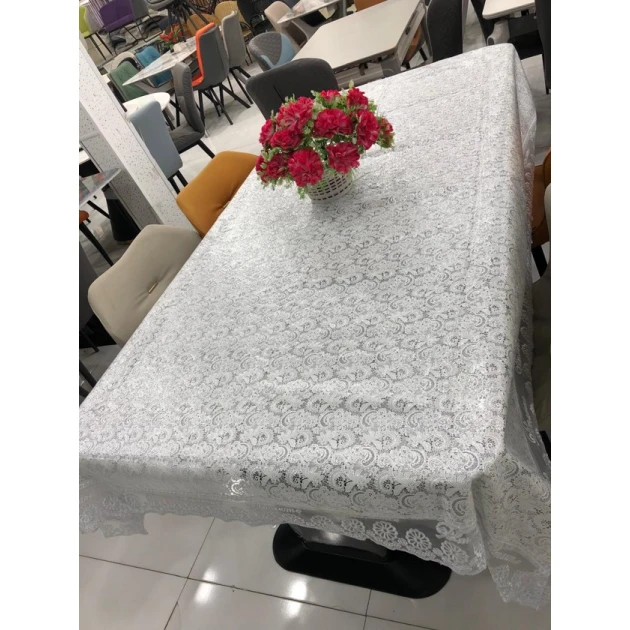 Скатерть MiraNova CTS-117, белая, 160x210 см Скатерть MiraNova CTS-117, белая, 160x210 см