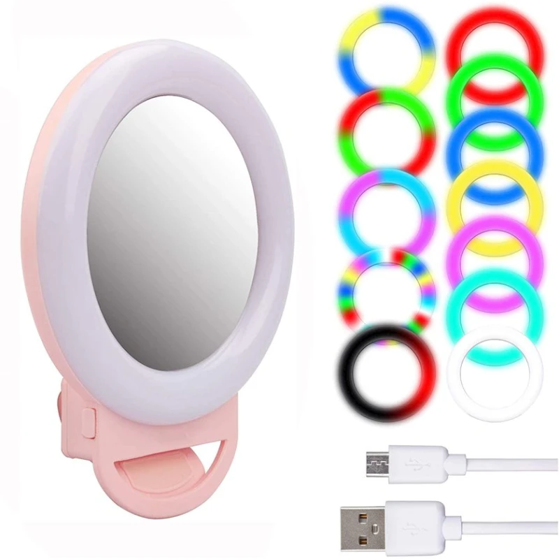 Dairəvi lampa 13 Light Mode AL20 Photography Lighting Rechargeable Mini LED RGB Circle Selfie Ring Light Dairəvi lampa 13 Light Mode AL20 Photography Lighting Rechargeable Mini LED RGB Circle Selfie Ring Light