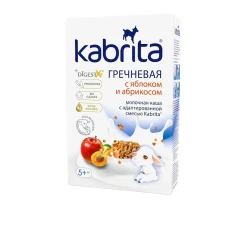 Каша Kabrita Гречневая с яблоком и абрикосом на козьем молоке, с 5 месяцев, 180 г (8716677006352).