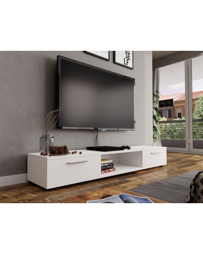 TV üçün tumba Ev Plus 12115865, LDSP, ağ, 176x40x28 sm