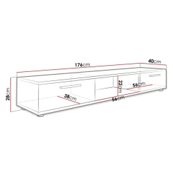 Тумба под ТВ Ev Plus 12115865, ЛДСП, белый, 176x40x28 см Тумба под ТВ Ev Plus 12115865, ЛДСП, белый, 176x40x28 см