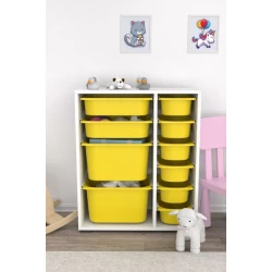 Набор шкаф для игрушек + корзины для хранения 10 шт Pratico I39015, белый/желтый, 83х69.5х30 см Набор шкаф для игрушек + корзины для хранения 10 шт Pratico I39015, белый/желтый, 83х69.5х30 см
