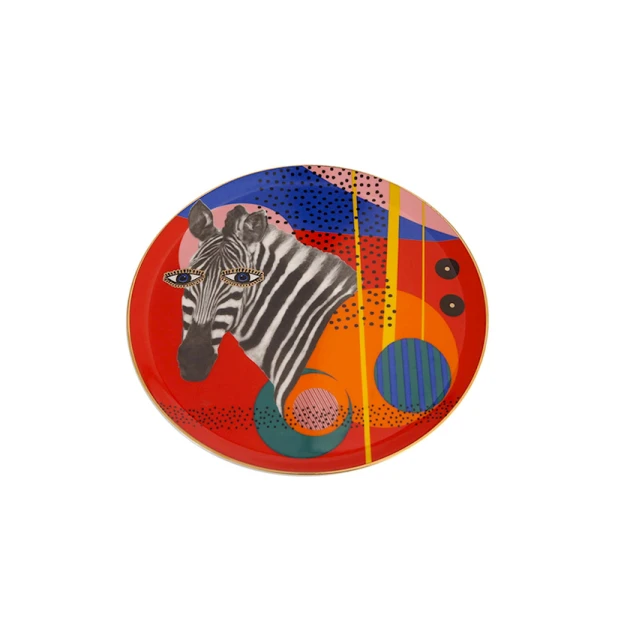 Boşqab Porland Wild Life Zebra farfor, rəngbərəng, 28 sm