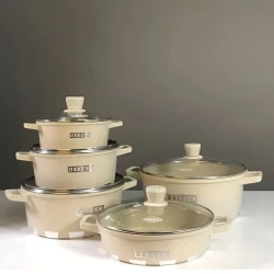 Набор посуды Uakeen UU-KK-003, 10 предметов, с крышками, бежевый