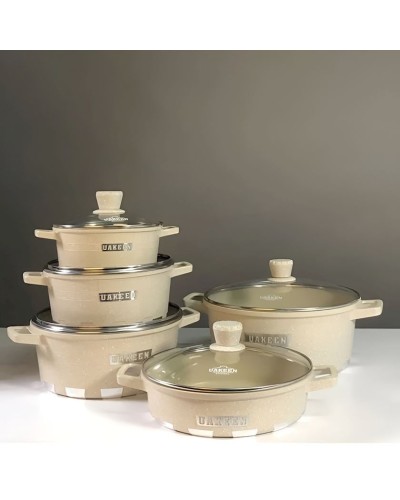 Qab-qacaq dəsti Uakeen UU-KK-003, 10 parça, qapaqları ilə, bej