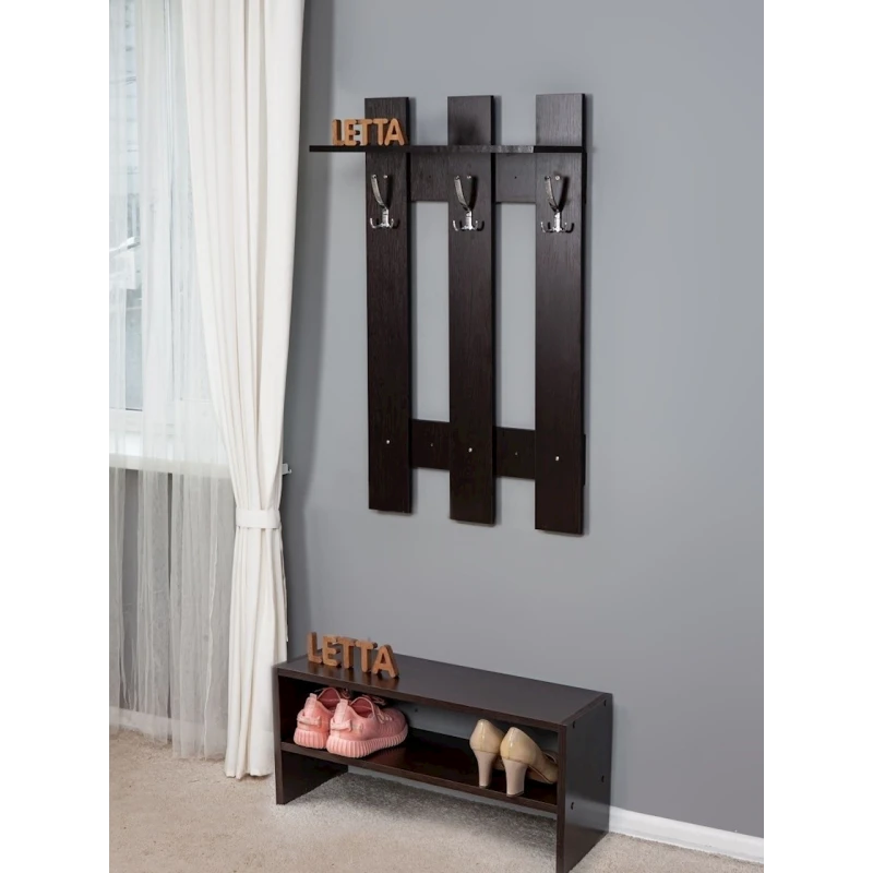 Вешалка настенная Letta Long Venge, 105x12х60 см, ЛДСП, коричневый