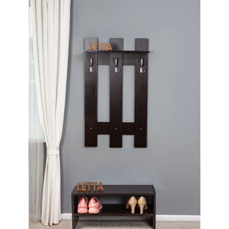 Вешалка настенная Letta Long Venge, 105x12х60 см, ЛДСП, коричневый