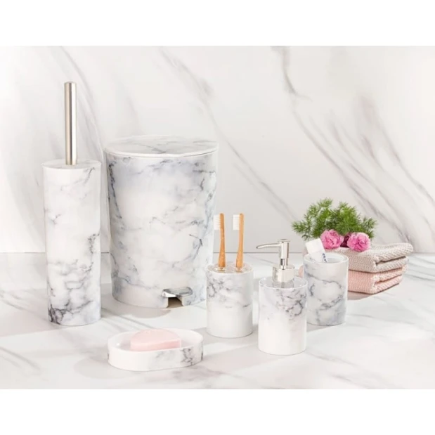 Набор для ванной Limon OP-64188, белый/черный, 6 шт Набор для ванной Limon OP-64188, белый/черный, 6 шт