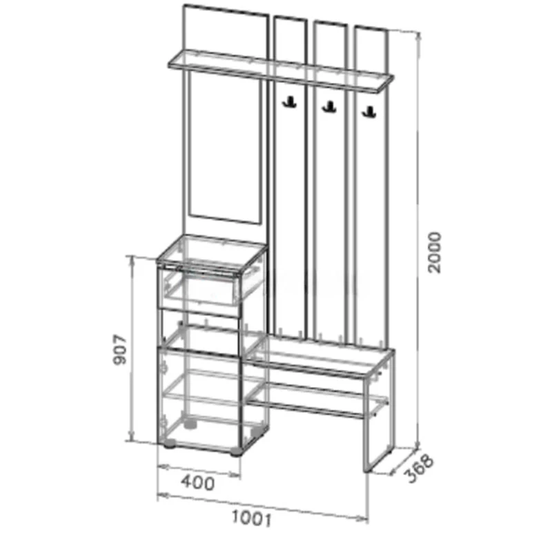 Шкаф-витрина для прихожей Lettа,200х36.8х100.1 см,ЛДСП,белый Шкаф-витрина для прихожей Lettа,200х36.8х100.1 см,ЛДСП,белый