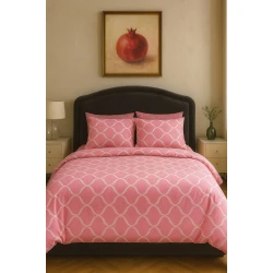 Комплект постельного белья Narlı 1472, простыня 240x260 см, пододеяльник 200x220 см, наволочки 50x70 см 2 шт, поликоттон, двуспальный, розовый