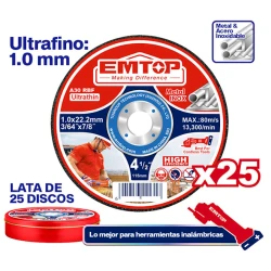 Набор отрезных дисков по металлу Emtop EACD11011525, 115 мм, 25 шт