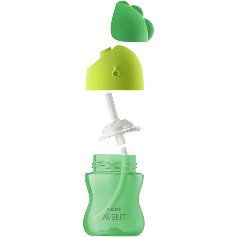 Uşaq üçün borucuqlu su qabı-fincan Phillips Avent, 300 ml, 12 ay+, yaşıl