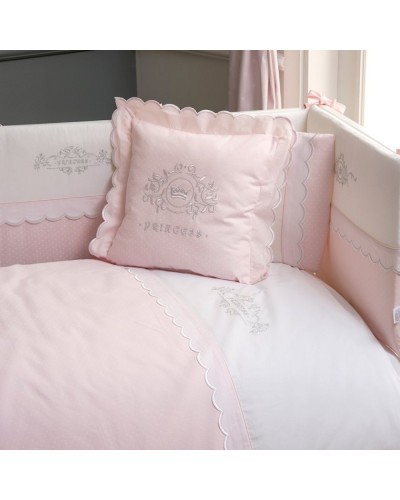 Uşaq yataq dəsti Funna baby Princess, 8 hissə, yorğan üzü 100x130 sm, iç yorğan, baş üçün qoruma 40x60 sm, yan qoruma 40x120 см - 2 əd, mələfə, yastıq üzü 35x45 sm, dekorativ yastıq, pambıq, çəhrayı