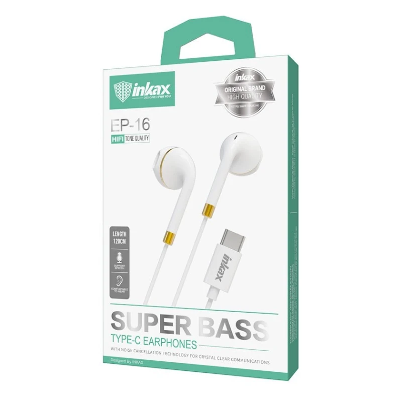 Simli qulaqlıqlar Inkax EP-16 Type-C White Simli qulaqlıqlar Inkax EP-16 Type-C White