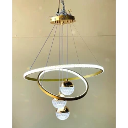 Asma çılçıraq ZGH_00722, paslanmayan alüminium/kristal şüşə, gümüşü/qızılı, 65x55 sm