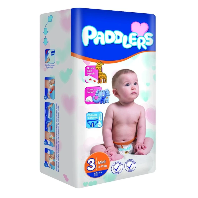 Подгузники Paddlers Jumbo 3 Midi 4-9 кг для всех 70 шт