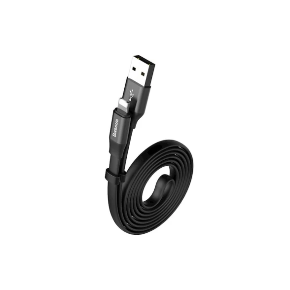 Кабель USB Baseus Two-in-one Portable Cable (Android/iOS) Black (6953156256538)