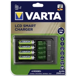 Batareya üçün şarj cihazı Varta LCD Smart Charger 2100mAh, göstərici ilə Batareya üçün şarj cihazı Varta LCD Smart Charger 2100mAh, göstərici ilə