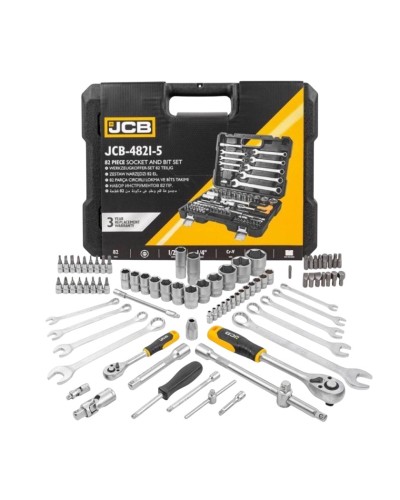 Alətlər dəsti JCB JCB-4821-5, 82 hissə, 1/4'' & 1/2'' (6-künc.), 4-32 mm