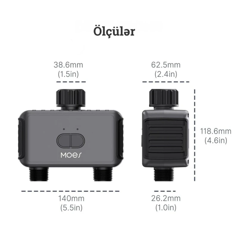 Ağıllı 2 çıxışlı bağ suvarma taymeri Moes BWV-YC02 Ağıllı 2 çıxışlı bağ suvarma taymeri Moes BWV-YC02
