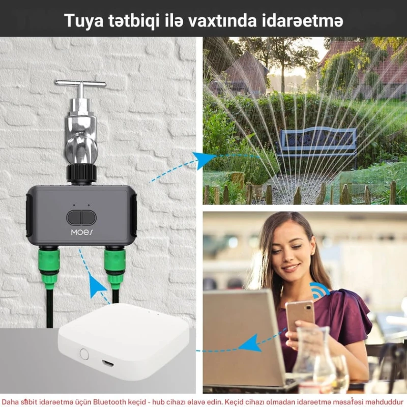 Ağıllı 2 çıxışlı bağ suvarma taymeri Moes BWV-YC02 Ağıllı 2 çıxışlı bağ suvarma taymeri Moes BWV-YC02