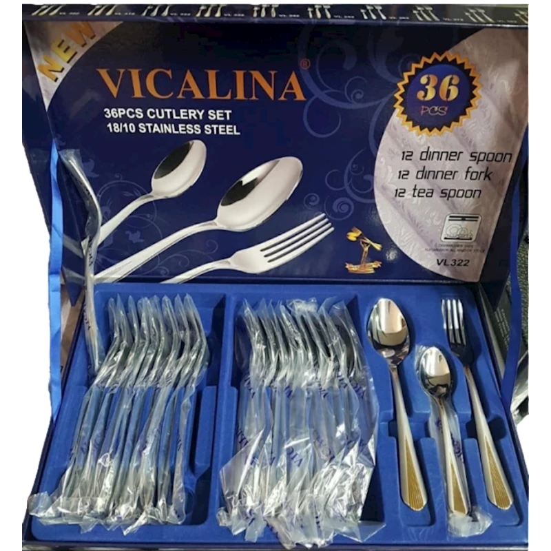 Набор столовых приборов Vicalina VP1236, 36 шт, нержавеющая сталь, золотистый/серебристый Набор столовых приборов Vicalina VP1236, 36 шт, нержавеющая сталь, золотистый/серебристый