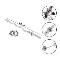 Гриф для штанги 1619, железо, серебристый, 120 см