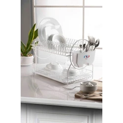 Сушилка для посуды Kaveh, 35x49x23 см, металл, с поддоном, белый Сушилка для посуды Kaveh, 35x49x23 см, металл, с поддоном, белый