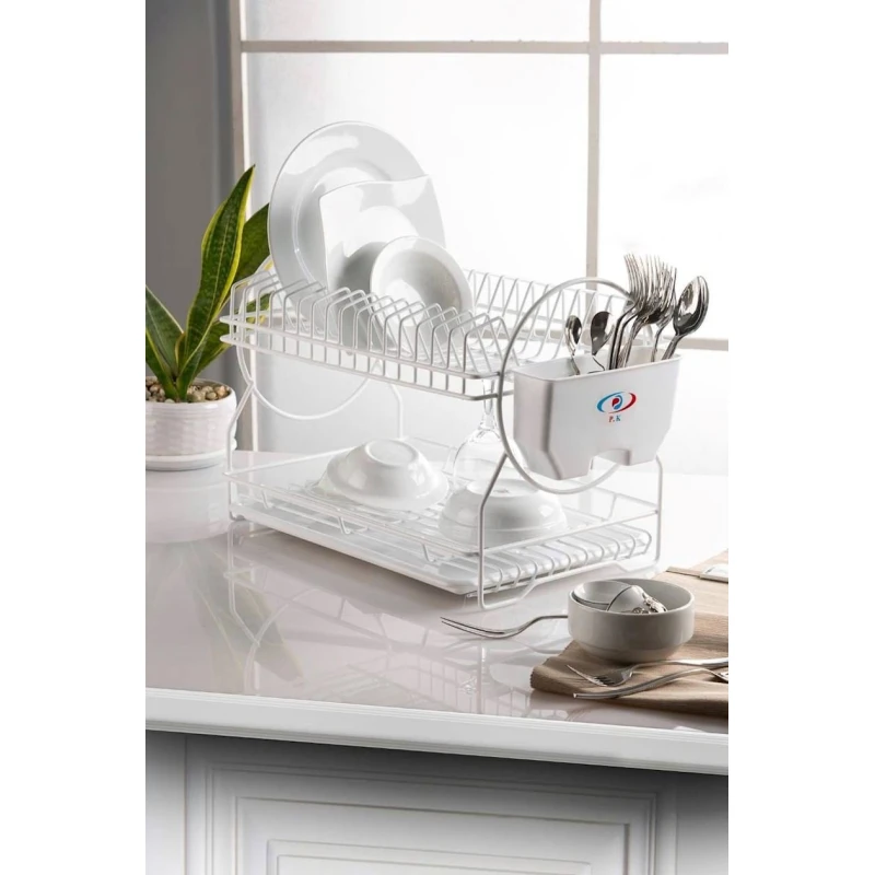 Сушилка для посуды Kaveh, 35x49x23 см, металл, с поддоном, белый Сушилка для посуды Kaveh, 35x49x23 см, металл, с поддоном, белый