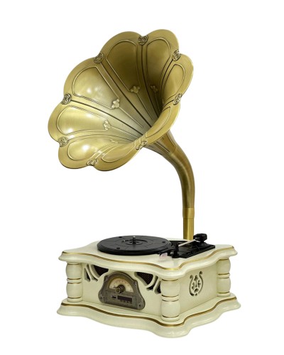 Vinil plastin pleyeri Qrammofon Ağ