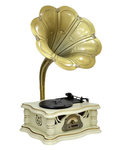 Vinil plastin pleyeri Qrammofon Ağ