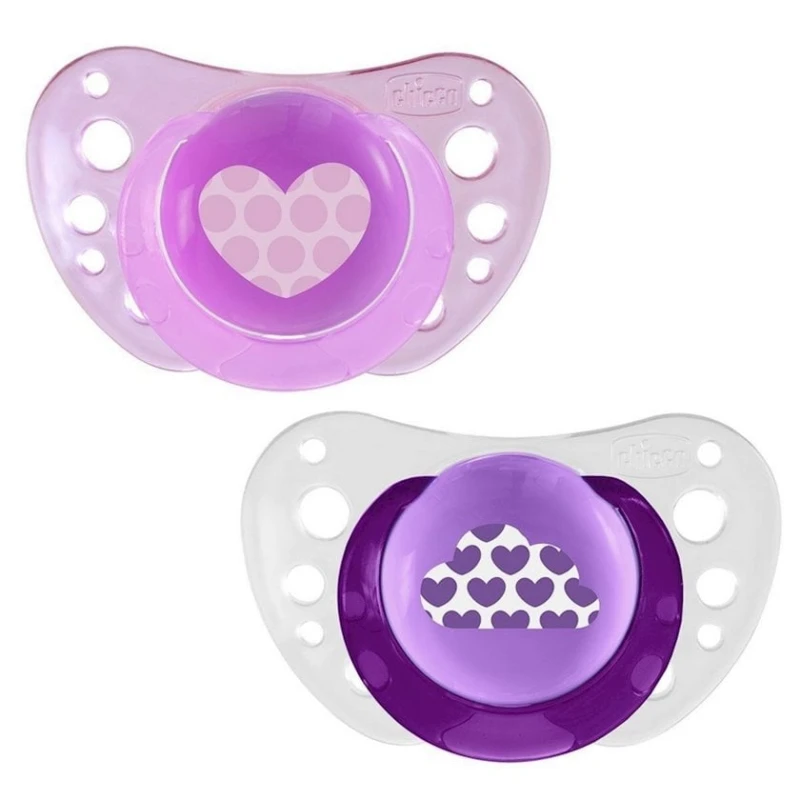 Набор пустышек Chicco Physio Air Girl Pink, 6-16 месяцев, силикон, 2 шт, розовый
