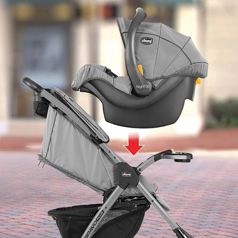 Детская коляска Chicco Mini Bravo Sport Travel System Carbon, черная/серая