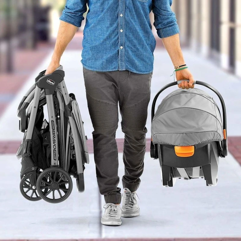 Детская коляска Chicco Mini Bravo Sport Travel System Carbon, черная/серая