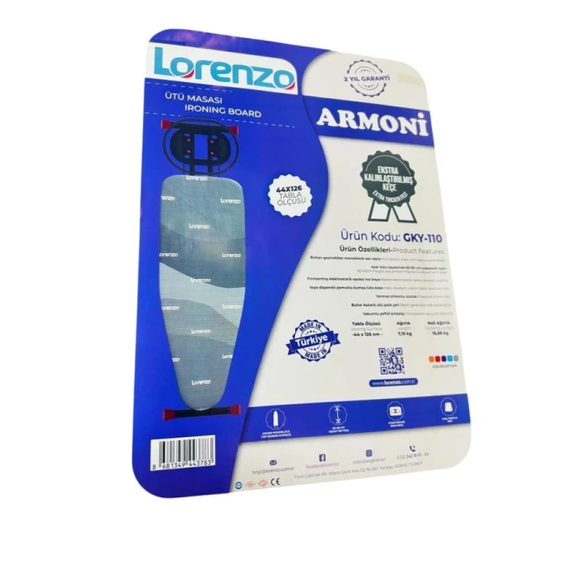 Гладильная доска Lorenzo, металл, черная, 44x126 см Гладильная доска Lorenzo, металл, черная, 44x126 см