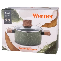Кастрюля Werner Organic Forest style, 22 см, 3.5 л, алюминий, зеленая Кастрюля Werner Organic Forest style, 22 см, 3.5 л, алюминий, зеленая