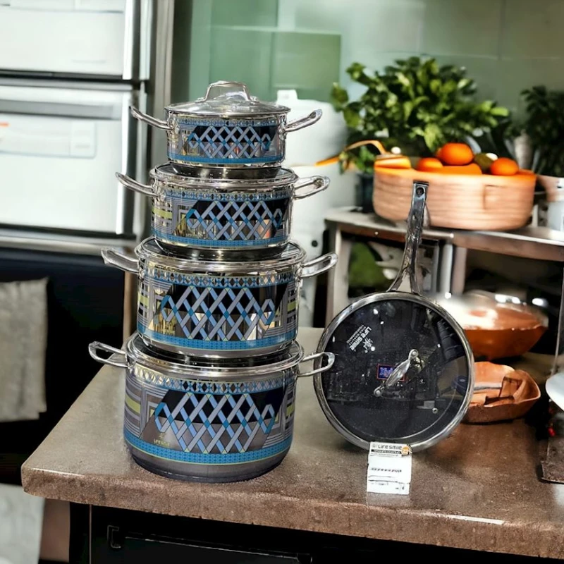 Набор посуды Life Smile LF-PY-006, гранит, разноцветный, 5 предметов