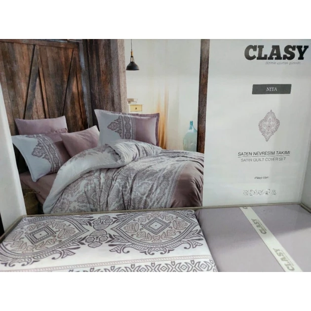 Комплект постельного белья Clasy SF-385, евро, пододеяльник 200х220 см, простыня 240х260 см, наволочки 50х70 см x 2 шт, сатин, разноцветный