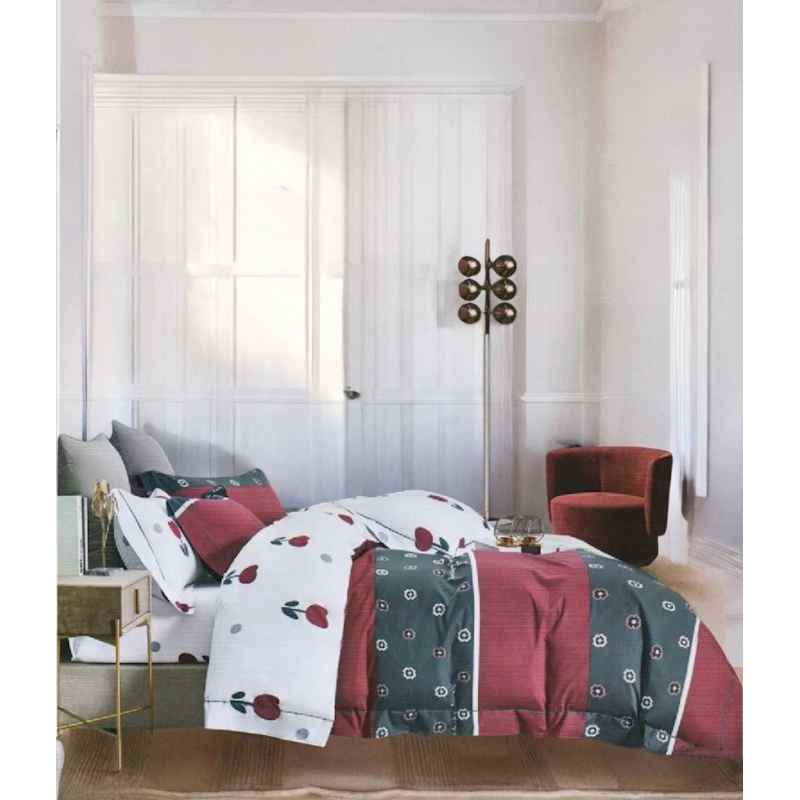 Комплект постельного белья Narlı 000264, пододеяльник 160х200 см, наволочка 50х70 см (2 шт), двуспальный, сатин, разноцветный Комплект постельного белья Narlı 000264, пододеяльник 160х200 см, наволочка 50х70 см (2 шт), двуспальный, сатин, разноцветный