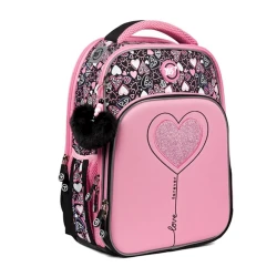 Məktəbli bel çantası YES S-78 My Heart qara/çəhrayı Məktəbli bel çantası YES S-78 My Heart qara/çəhrayı