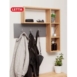 Вешалка с полками Letta Votan, 78x16х101 см, ЛДСП, бежевый/серый Вешалка с полками Letta Votan, 78x16х101 см, ЛДСП, бежевый/серый