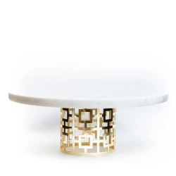 Стойка для торта Hom-me Angelo, 30.5x11.5 см, мрамор, Белый/Золотистый