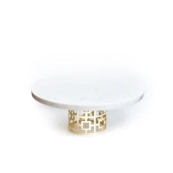 Стойка для торта Hom-me Angelo, 30.5x11.5 см, мрамор, Белый/Золотистый