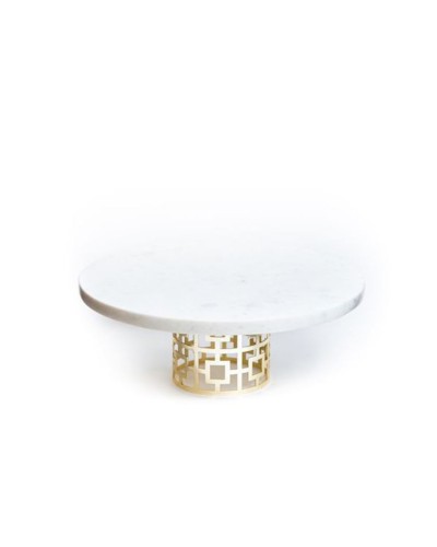 Tort qabı Hom-me Angelo, 30.5x11.5 sm, mərmər, Ağ/Qızılı