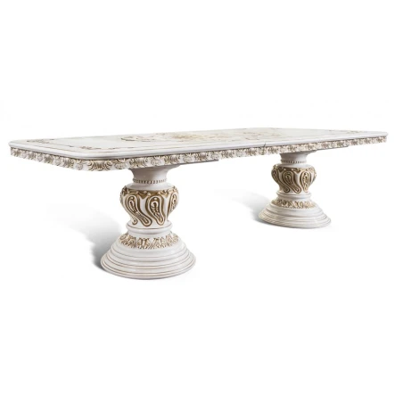 Стол Era Mebel Alsu, 240х105х80 см, белый/золотистый