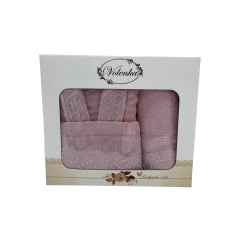 Банный набор Volenka SHA-00002604 халат + банное полотенце 70х140 см + полотенце для рук 50х90 см, розовый