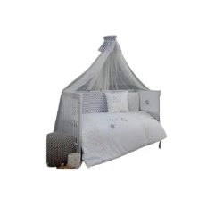 Навес для детской кроватки Funna baby Paris Lolybon Owlet, 5 м, тюль, белый/серый