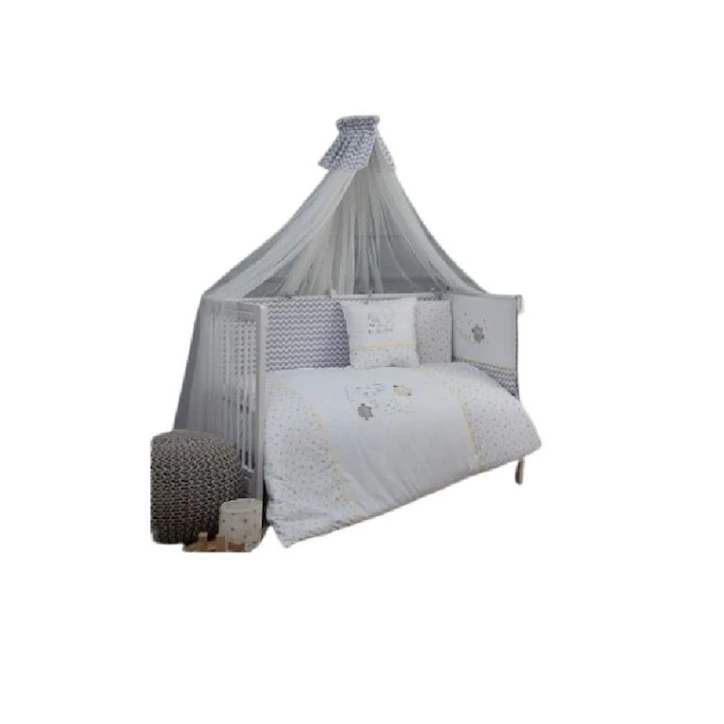 Навес для детской кроватки Funna baby Paris Lolybon Owlet, 5 м, тюль, белый/серый